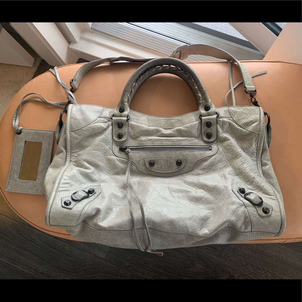 Balenciaga grey city satchel shoulder bag